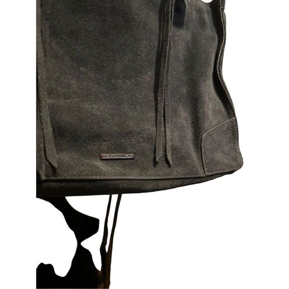 Rebecca Minkoff Grey Handbag Suede Leather Zipper Medium Crossbody Strap Fringe - Picture 10 of 16